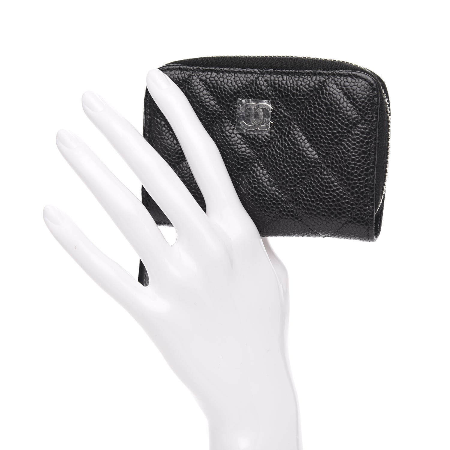 Chanel Caviar Quilted Zip Coin Purse Black 2 of 8
