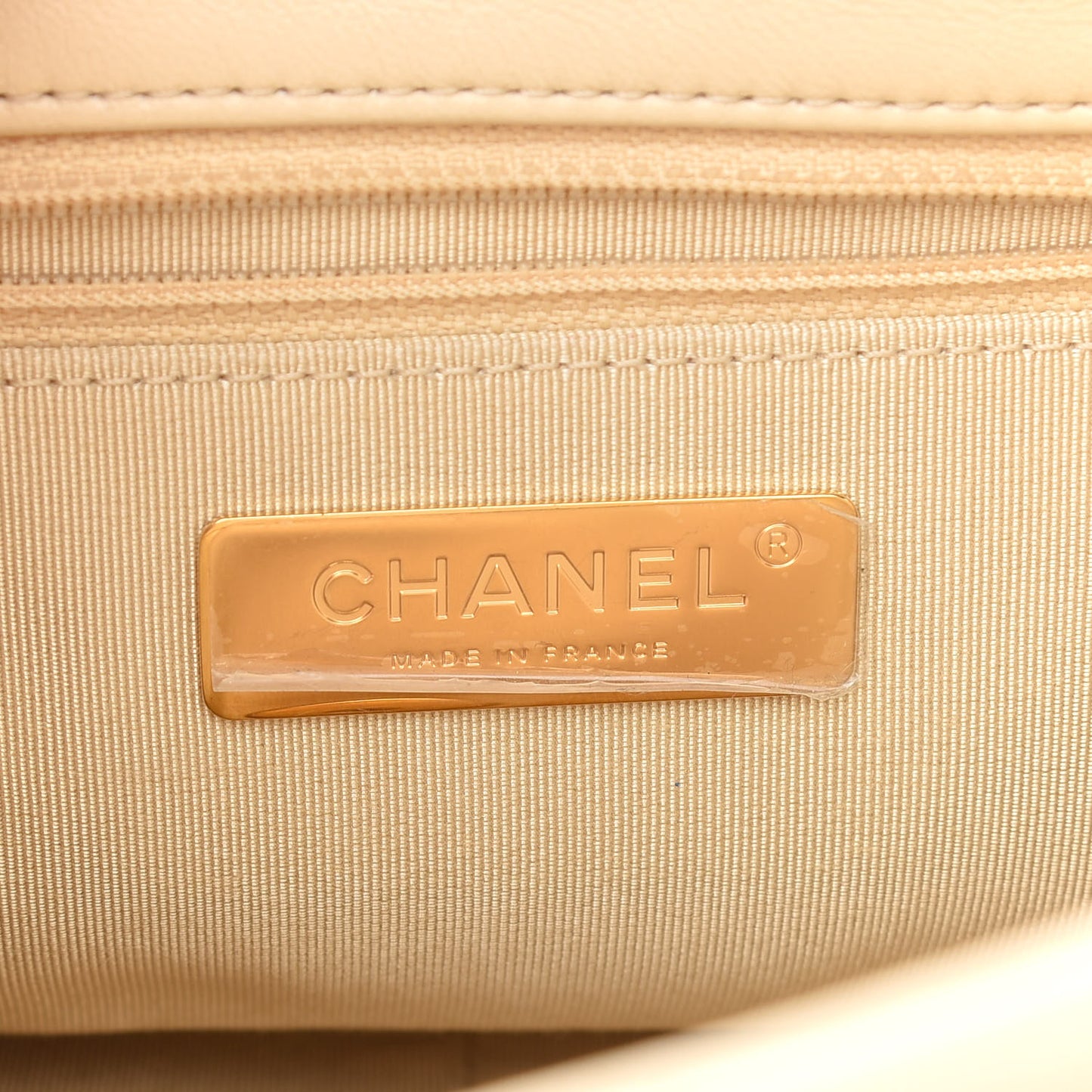 Lambskin Quilted Large Chanel 19 Flap Beige