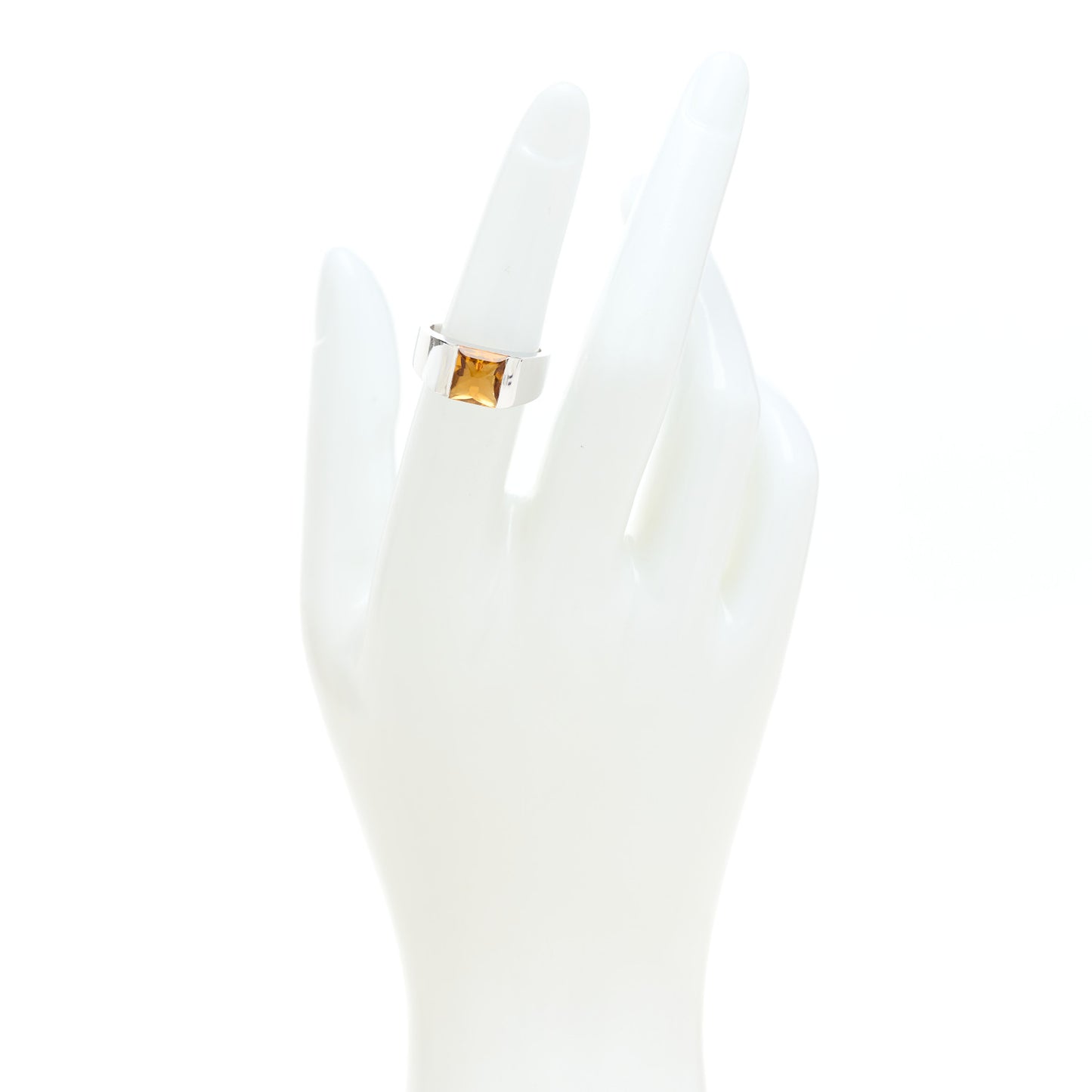 18K White Gold Citrine Tank Ring 52 6