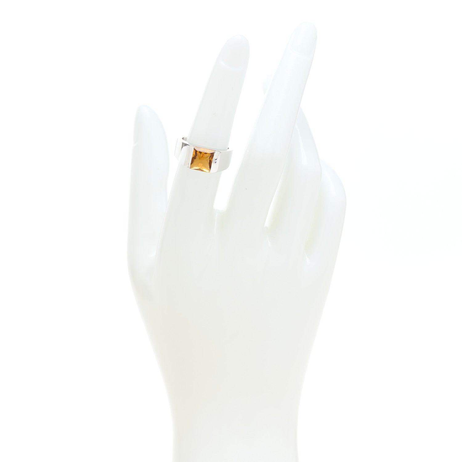 Cartier 18K White Gold Citrine Tank Ring 52 6 2 of 6