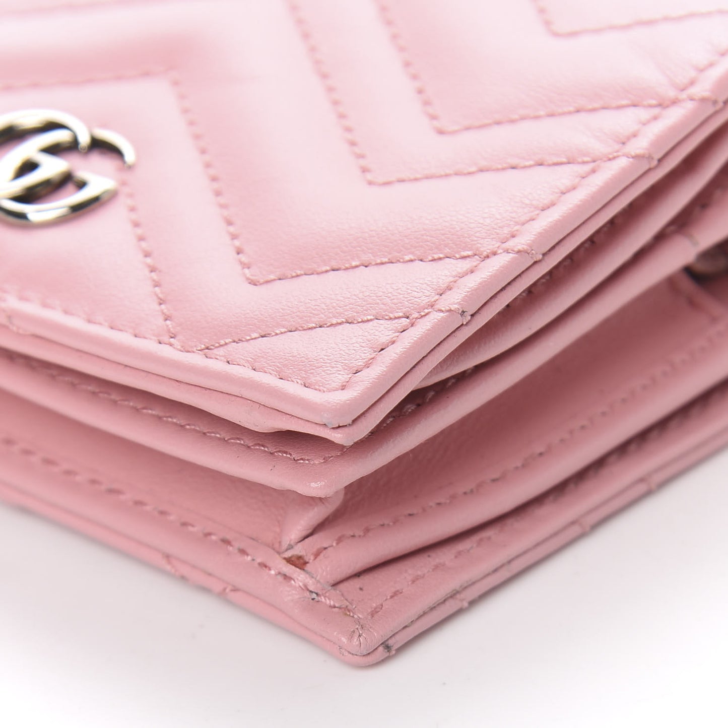 Calfskin Matelasse GG Marmont Mini Wallet On Chain Wild Rose