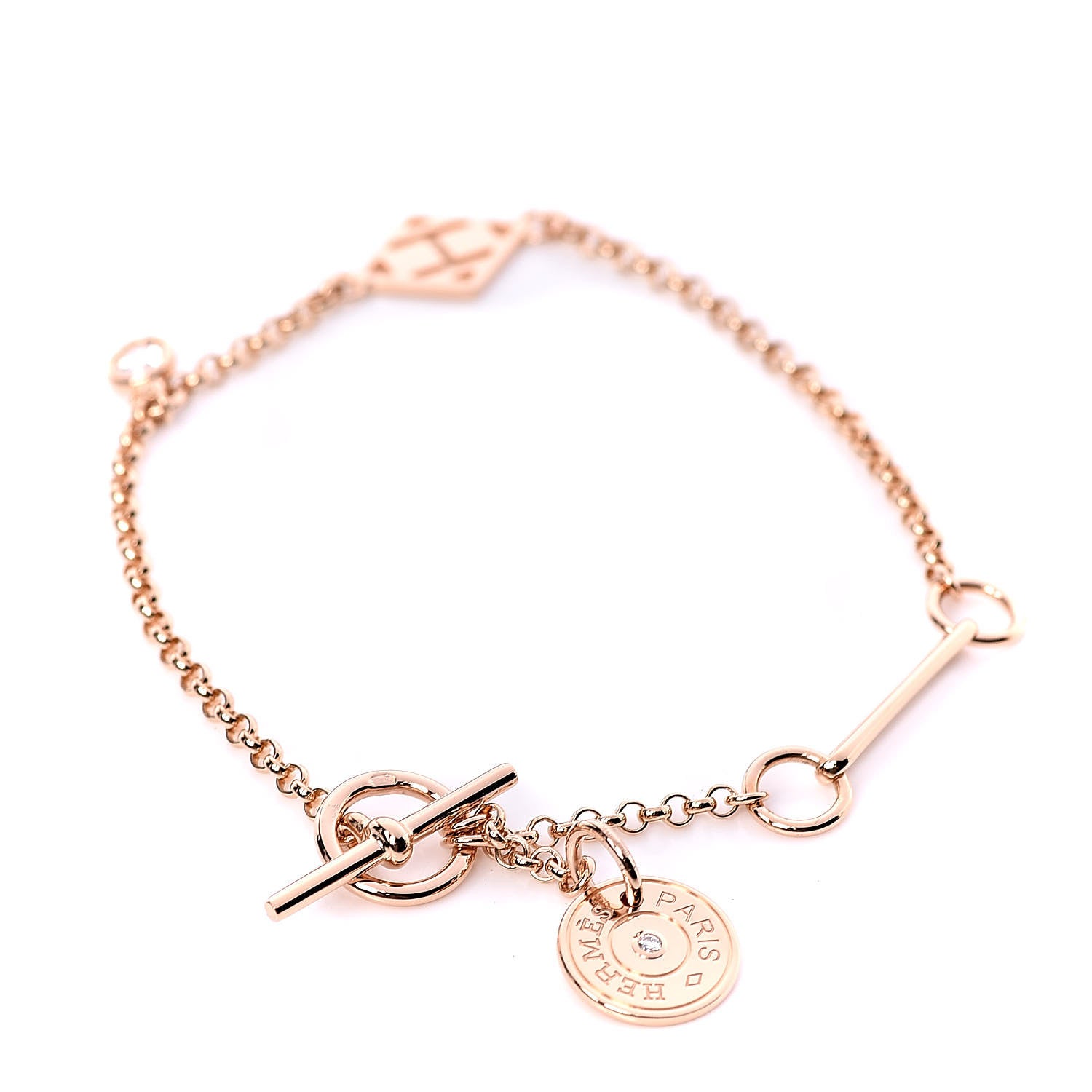 Hermes 18K Rose Gold Diamond Gambade Bracelet ST 3 of 5