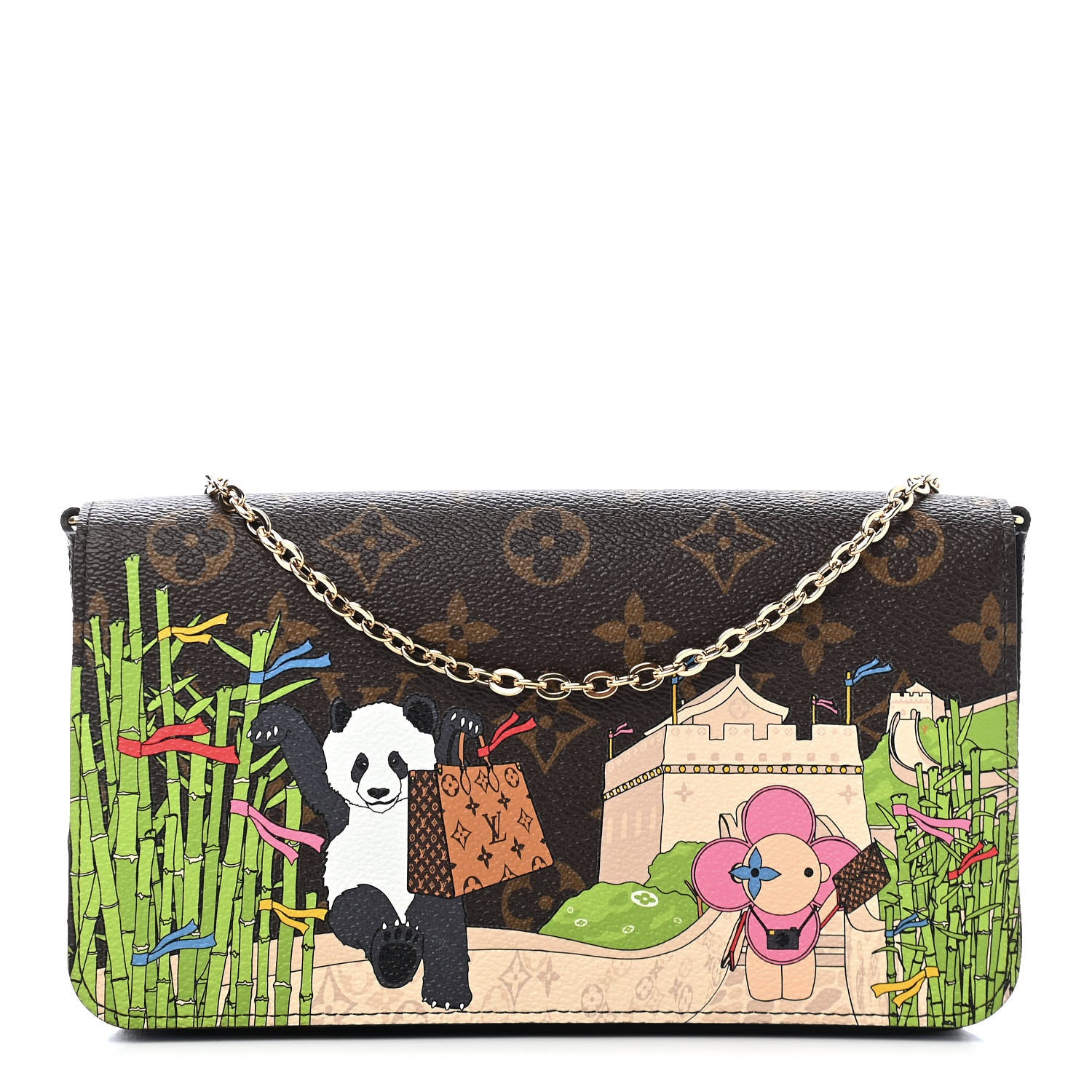 Louis Vuitton Monogram 2021 Christmas Animation China Wall Pochette Felicie Chain Wallet Myosotis Blue 1 of 10