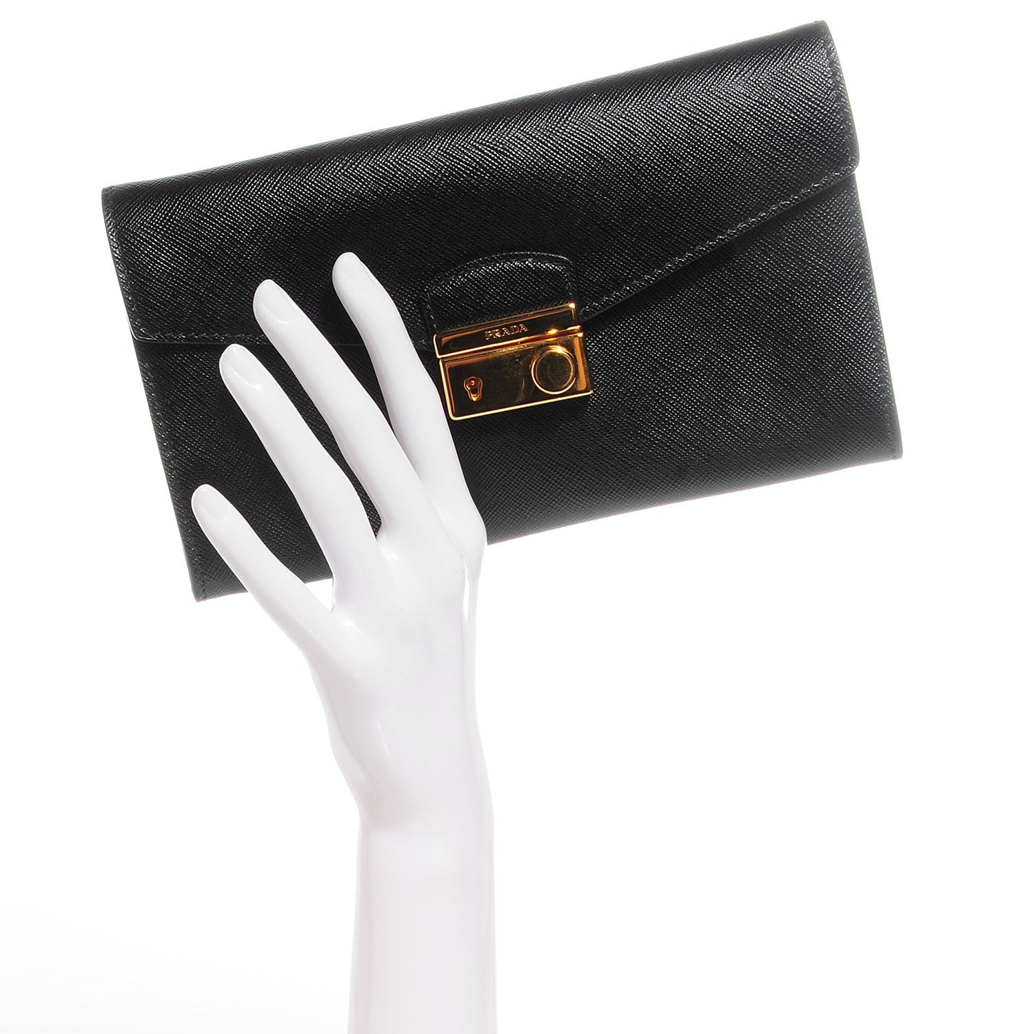 Prada Saffiano Sound Clutch Nero Black 2 of 12