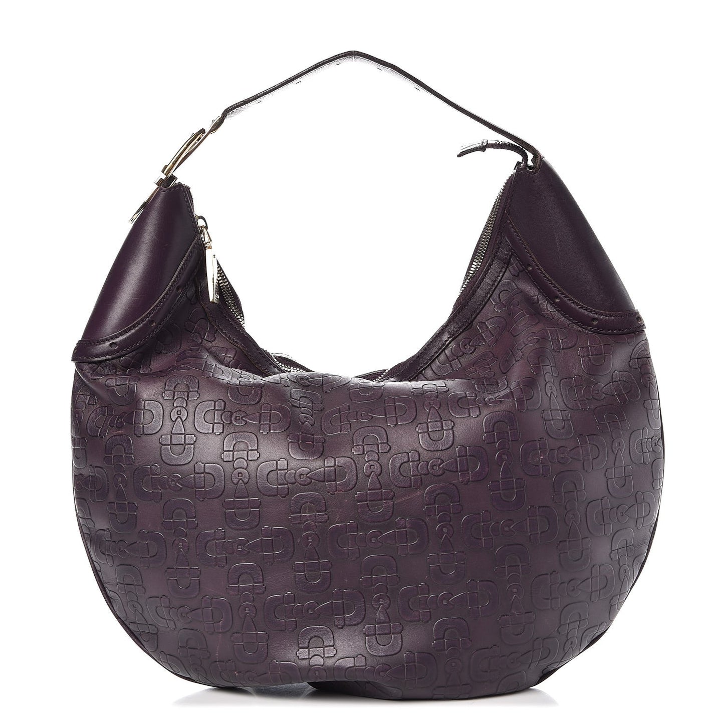 Calfskin Horsebit Embossed Glam Hobo Purple