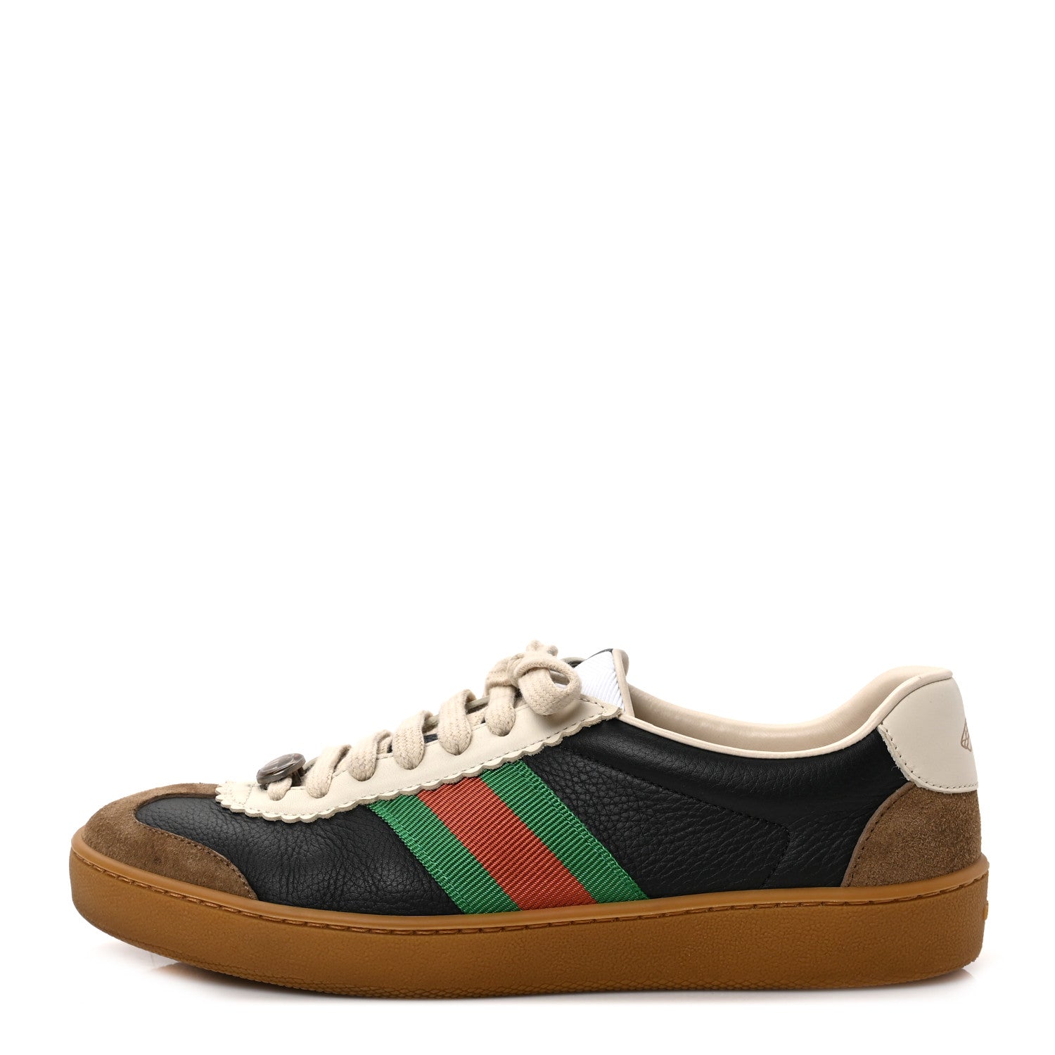 Gucci Calfskin Suede Web Mens G74 Sneakers 37 Ardesia Black New Mystic White 1 of 8