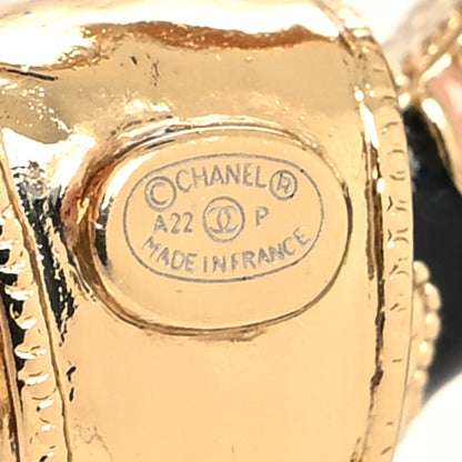 Chanel Resin CC Heart Drop Earrings Gold Black Beige 4 of 4