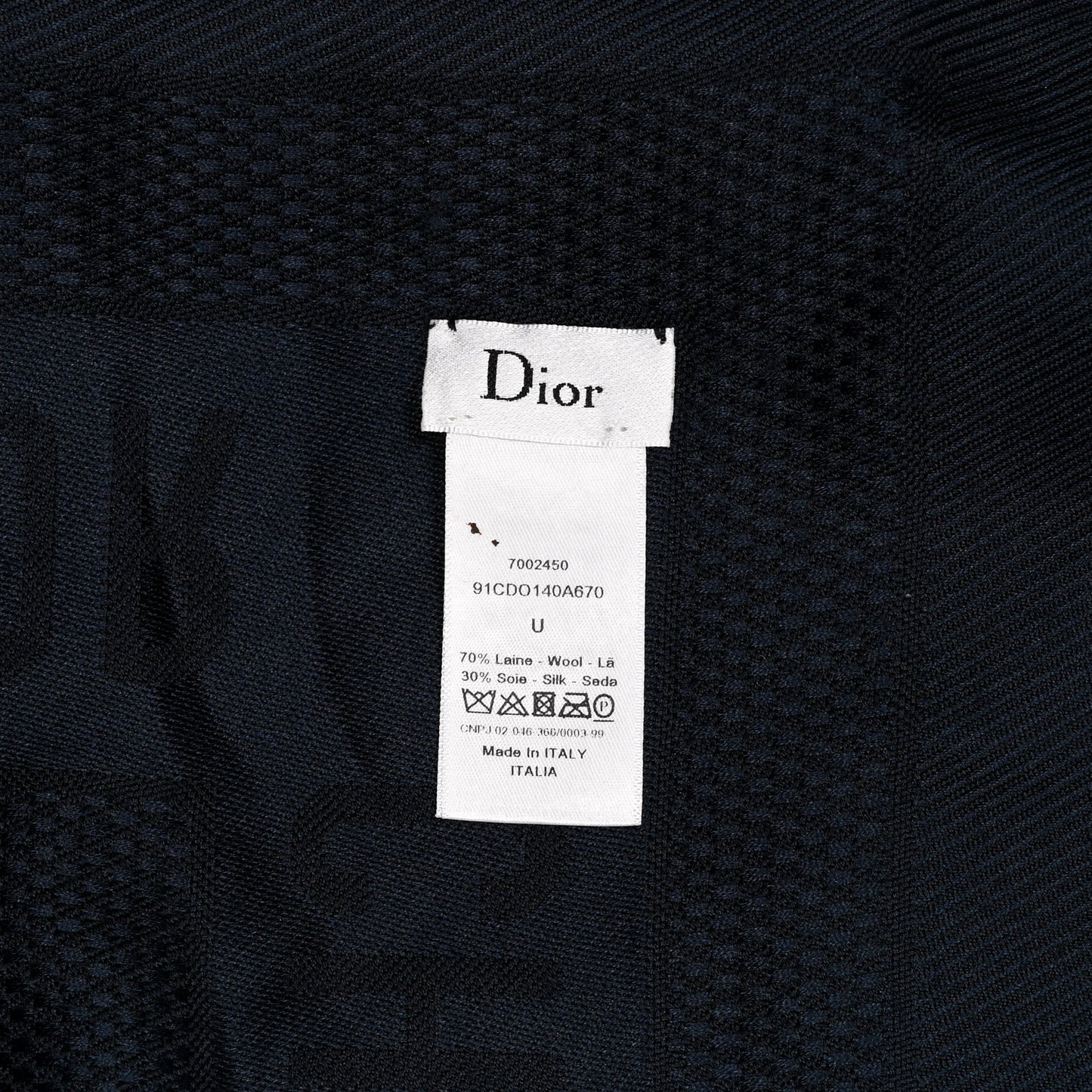 Wool Silk Oblique Shawl Navy
