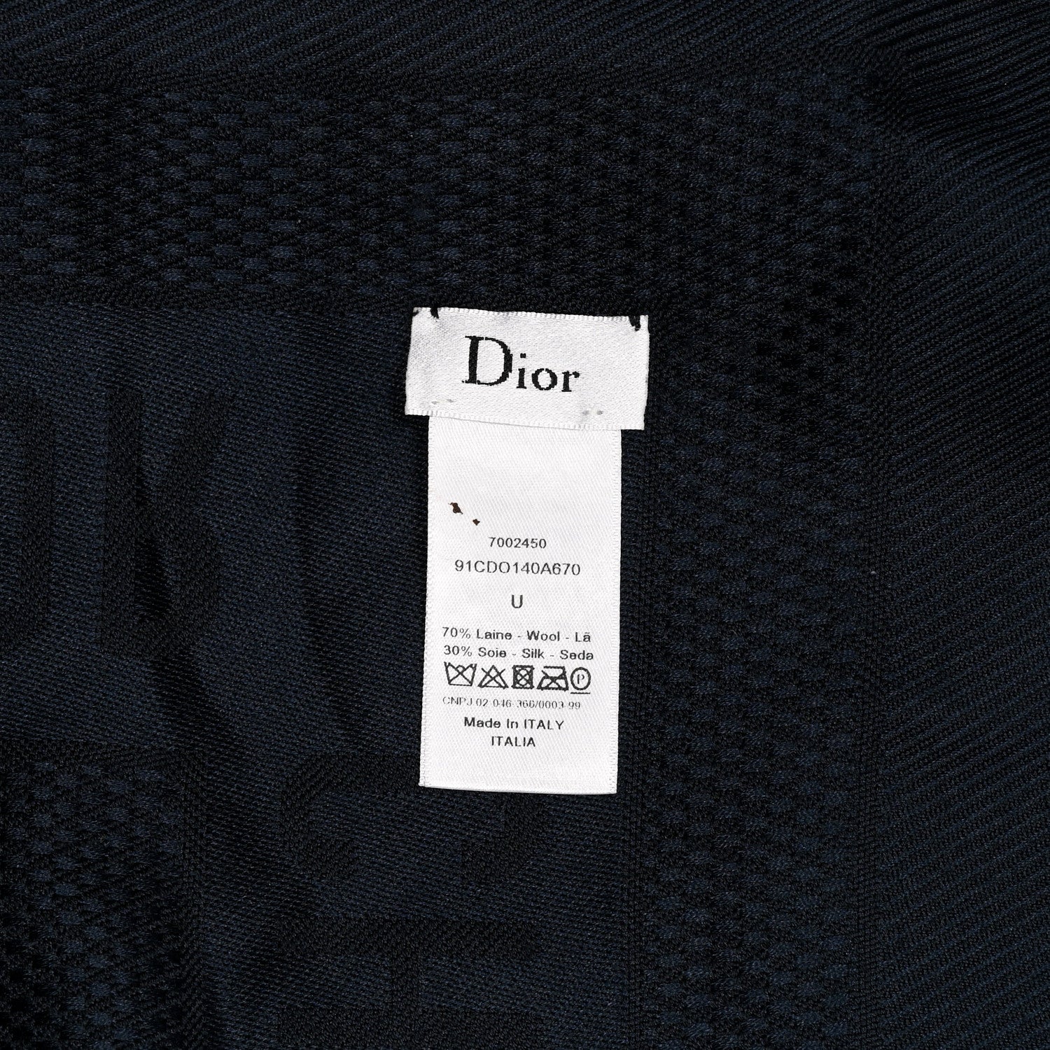 Christian Dior Wool Silk Oblique Shawl Navy 3 of 3