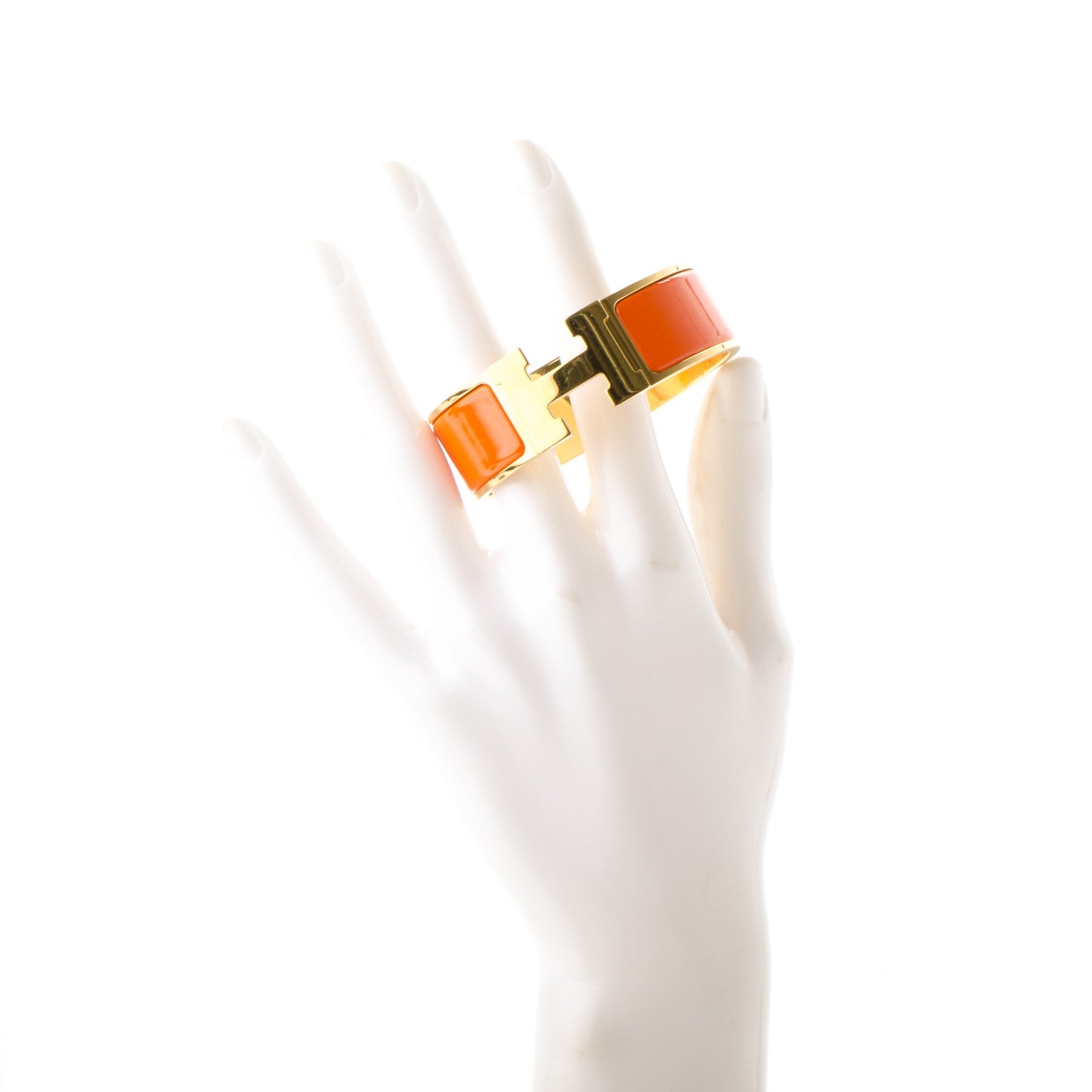 Hermes Enamel Wide Clic Clac H Bracelet PM Orange 2 of 5