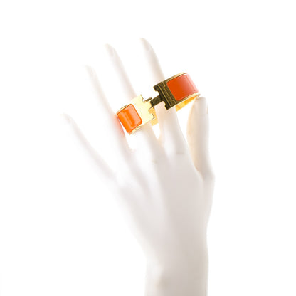 Hermes Enamel Wide Clic Clac H Bracelet PM Orange 2 of 5