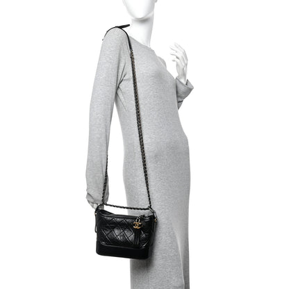 Chanel Aged Calfskin Quilted Small Gabrielle Hobo Black 3 of 23