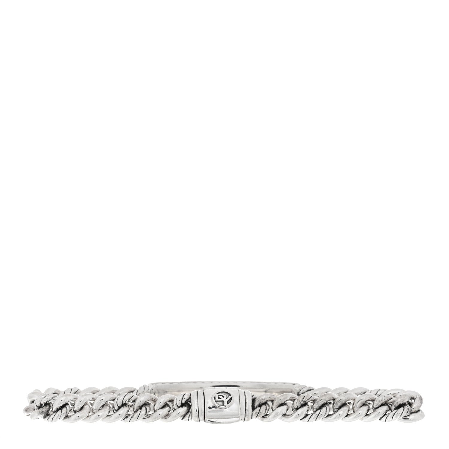 David Yurman Sterling Silver Diamond 7mm Petite Pave Curb Link Love ID Bracelet 2 of 3
