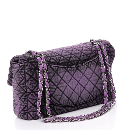 Chanel Denim Quilted Denimpression Flap Purple Black 3 of 10