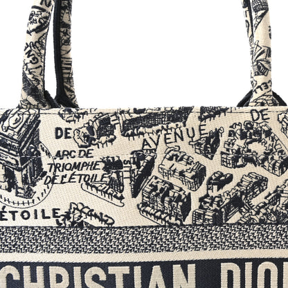 Christian Dior Canvas Embroidered Medium Plan De Paris Book Tote White Blue 8 of 10