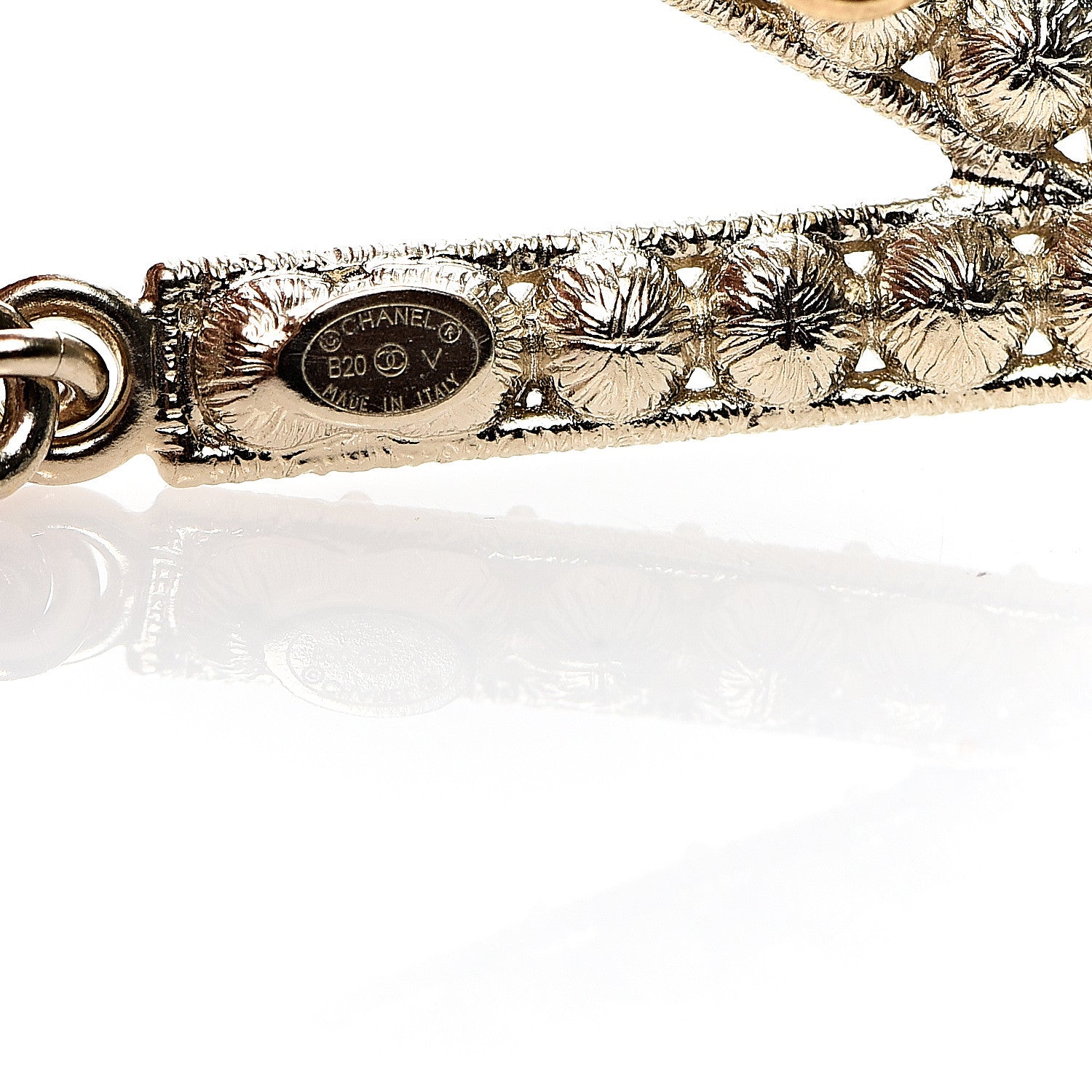 Chanel Crystal Cha-Nel Logo Drop Earrings Gold 4 of 4
