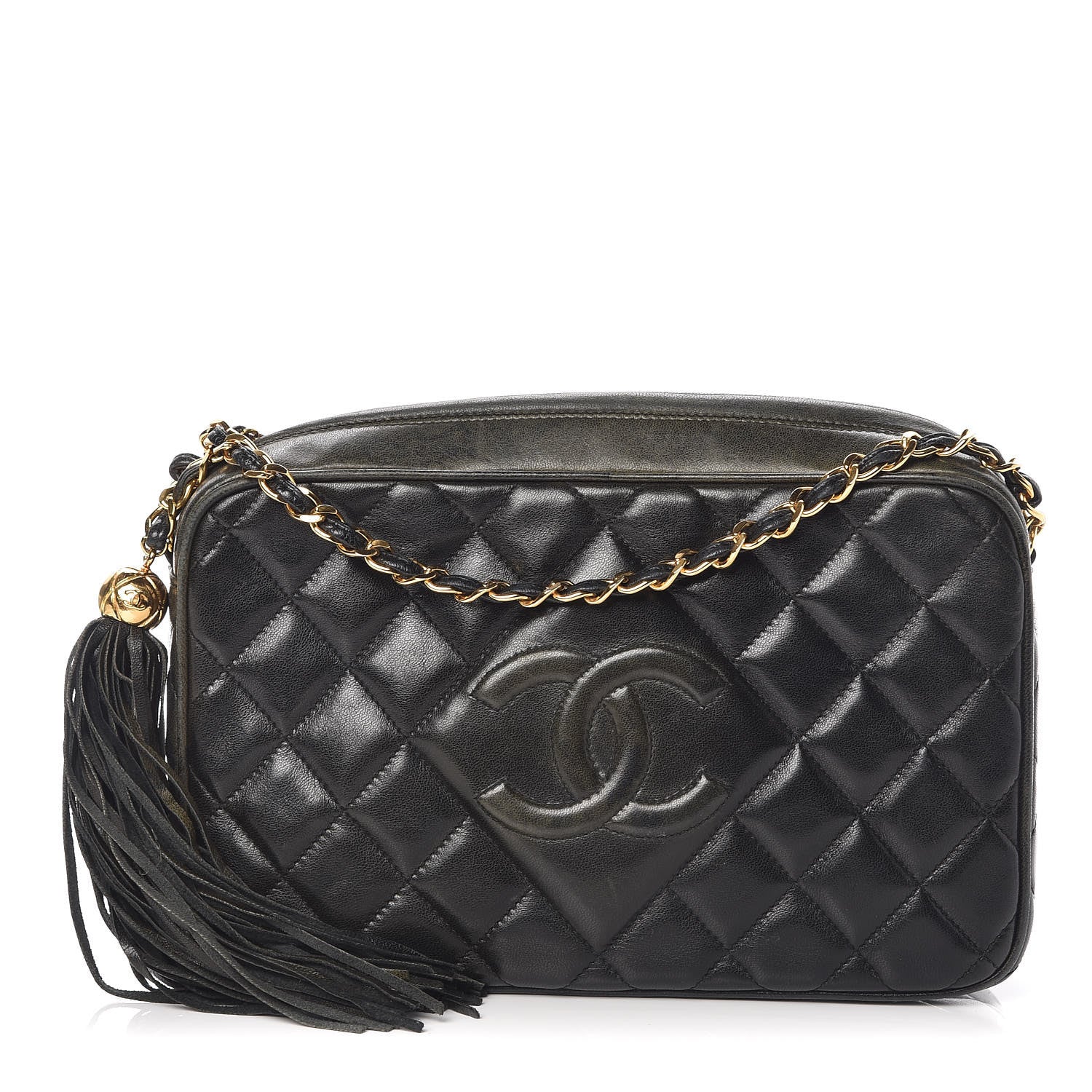 Chanel Lambskin Quilted CC Tassel Camera Case Black 1 of 16