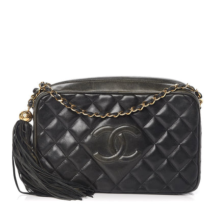 Chanel Lambskin Quilted CC Tassel Camera Case Black 1 of 16