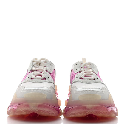 Balenciaga Fabric Mesh Clear Sole Womens Triple S Sneakers 37 White Pink 2 of 8