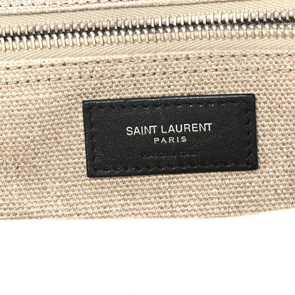 Saint Laurent Linen Calfskin Small Rive Gauche Tote Greggio Natural 6 of 13