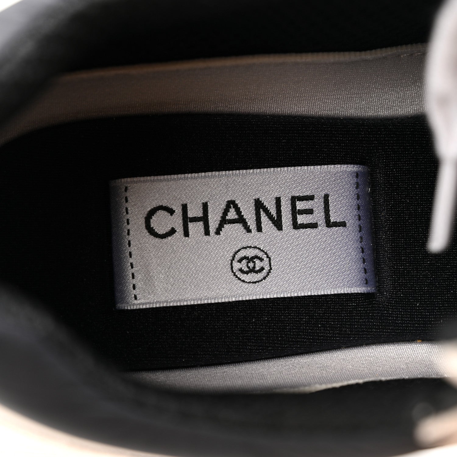 Chanel Mesh Suede Calfskin Grained Calfskin Womens CC Sneakers 39.5 White Black 7 of 13