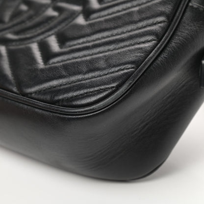 Gucci Calfskin Matelasse Small GG Marmont Chain Shoulder Bag Black 11 of 15