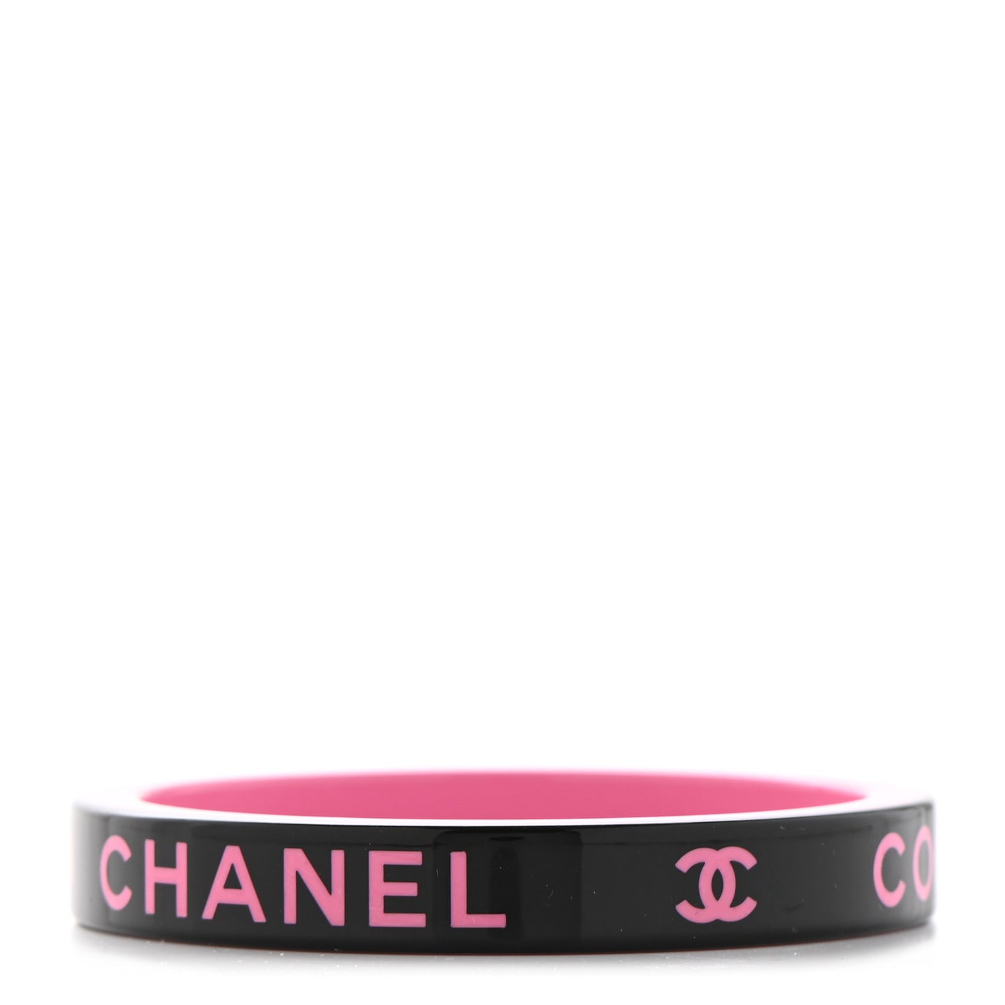 Resin Logo Bangle Bracelet Pink Black