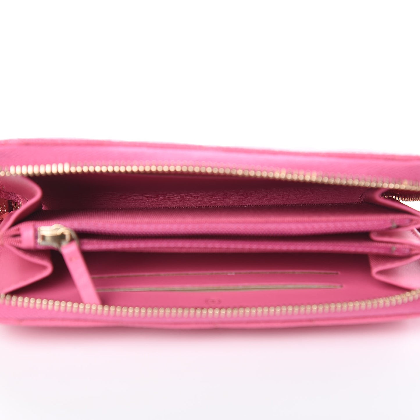 Caviar Quilted Small Zip Around Wallet Pink