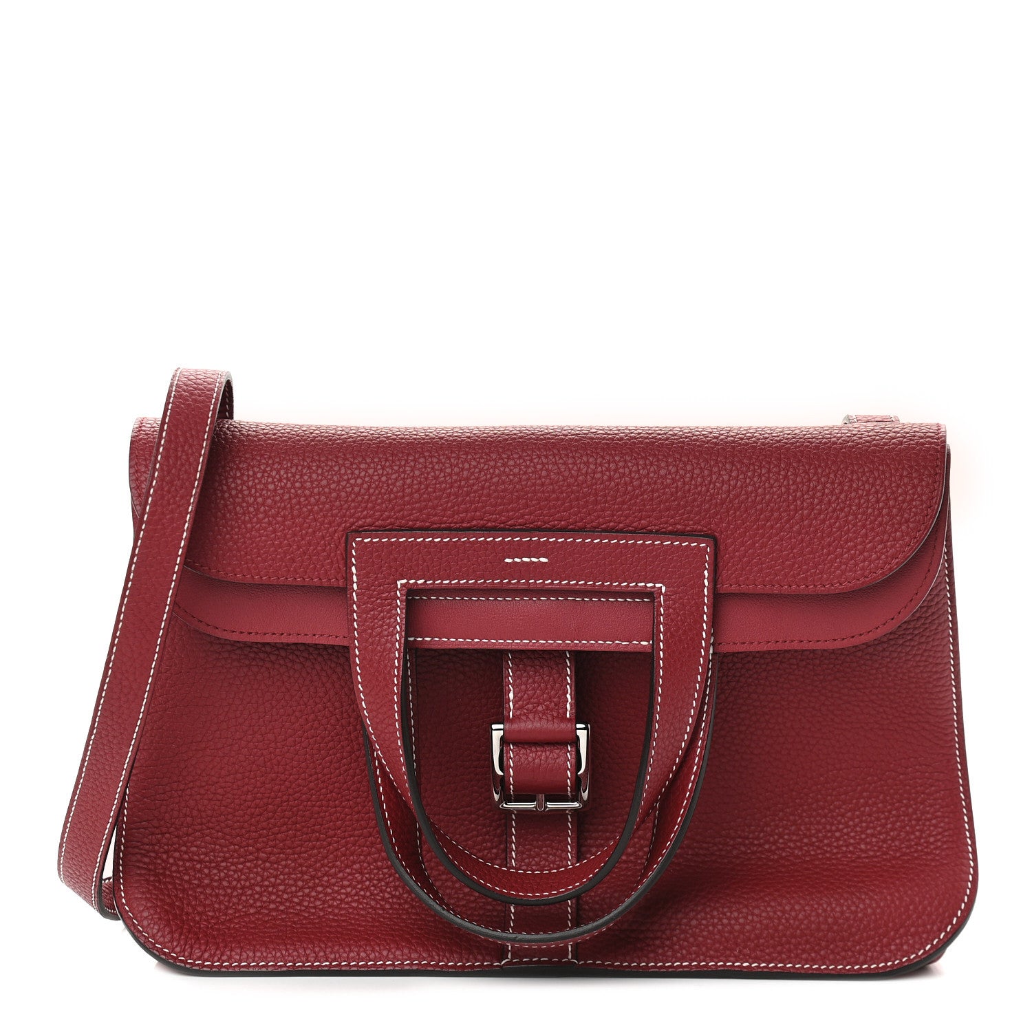 Hermes Taurillon Clemence Halzan 31 GM Rouge Grenat 1 of 10