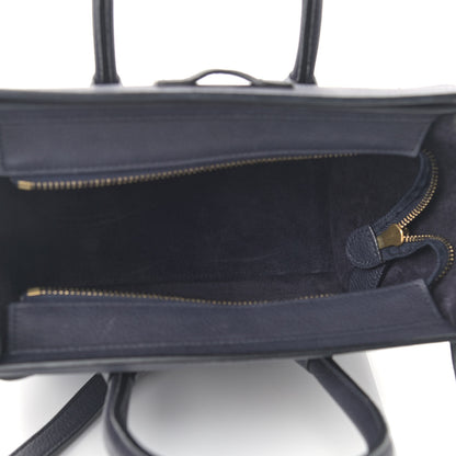 Celine Drummed Calfskin Nano Luggage Navy Blue 7 of 9