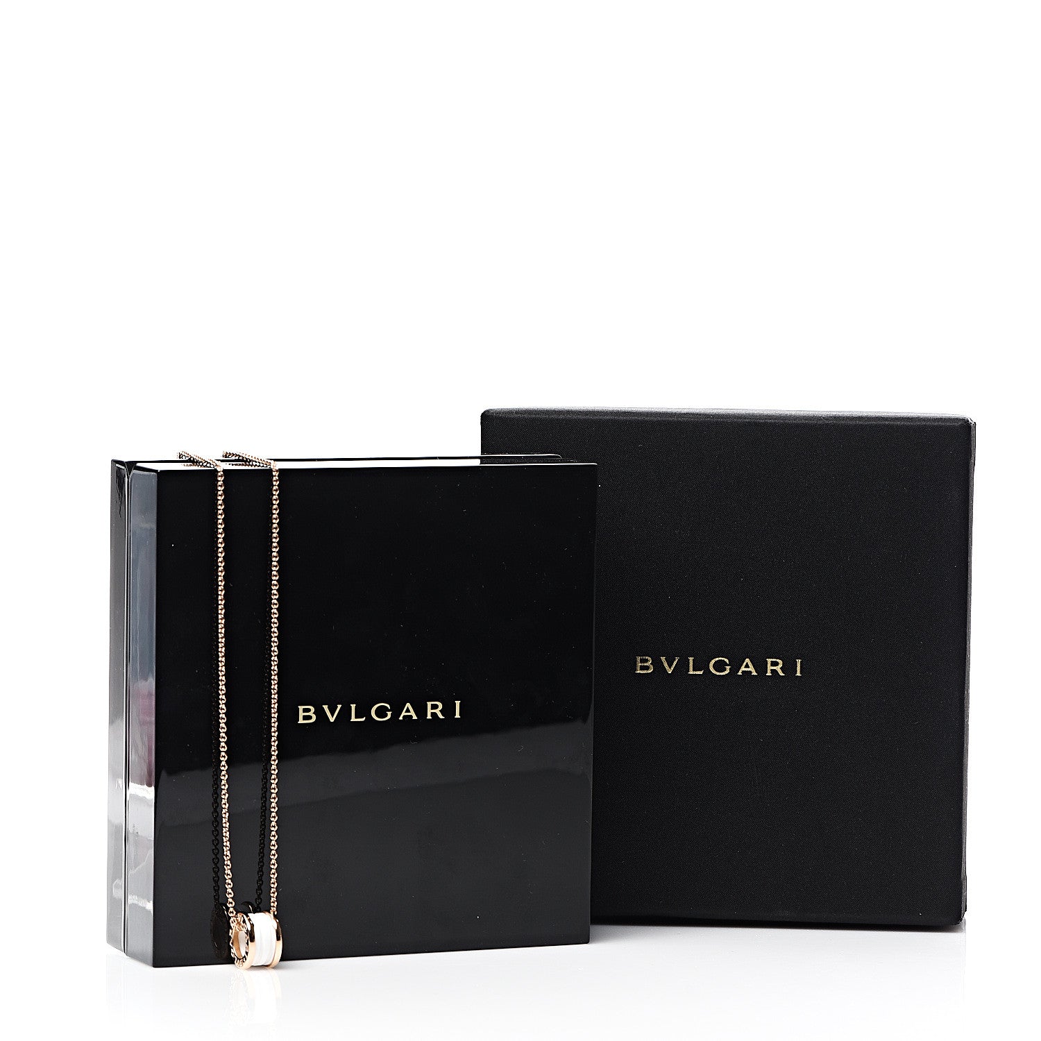 Bulgari 18K Rose Gold White Ceramic B.Zero1 Pendant Necklace 5 of 5