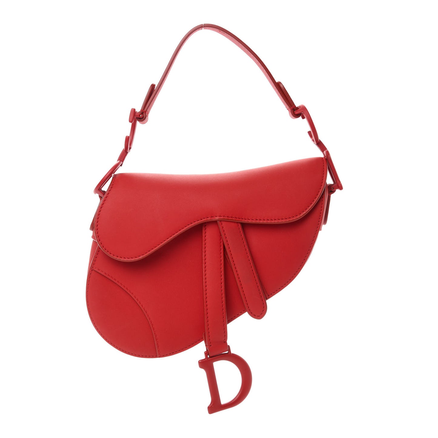 Ultra Matte Calfskin Saddle Bag Red