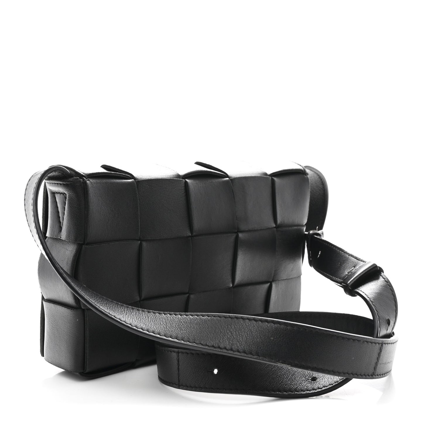 Lambskin Maxi Intrecciato Cassette Crossbody Bag Black