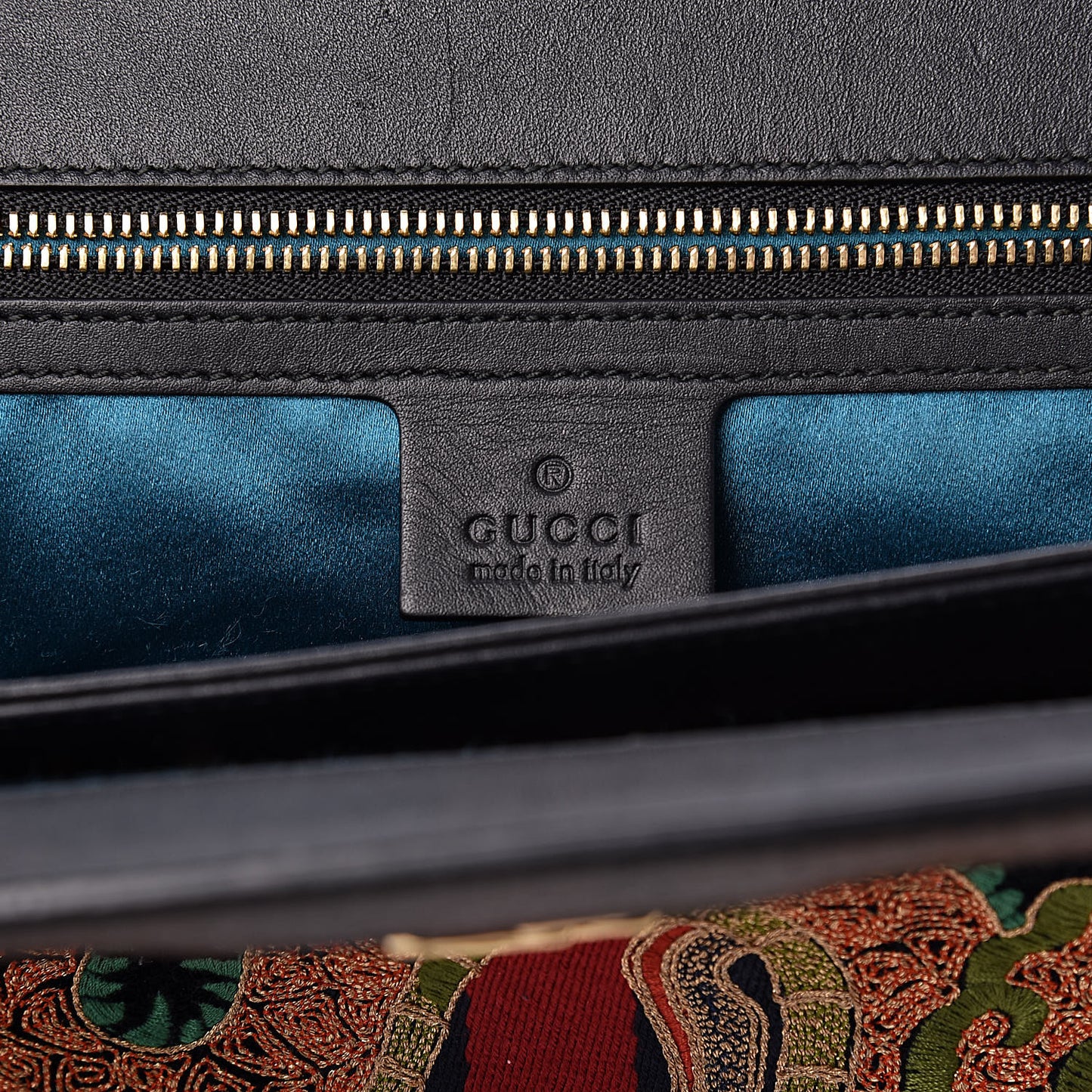 Suede Patent Web Dragon Embroidered Medium Ophidia Chain Shoulder Bag Blue Multicolor Black