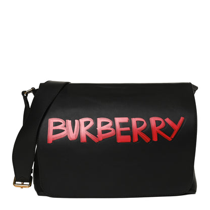 Burberry Soft Calfskin Graffiti Messenger Bag Black 1 of 12