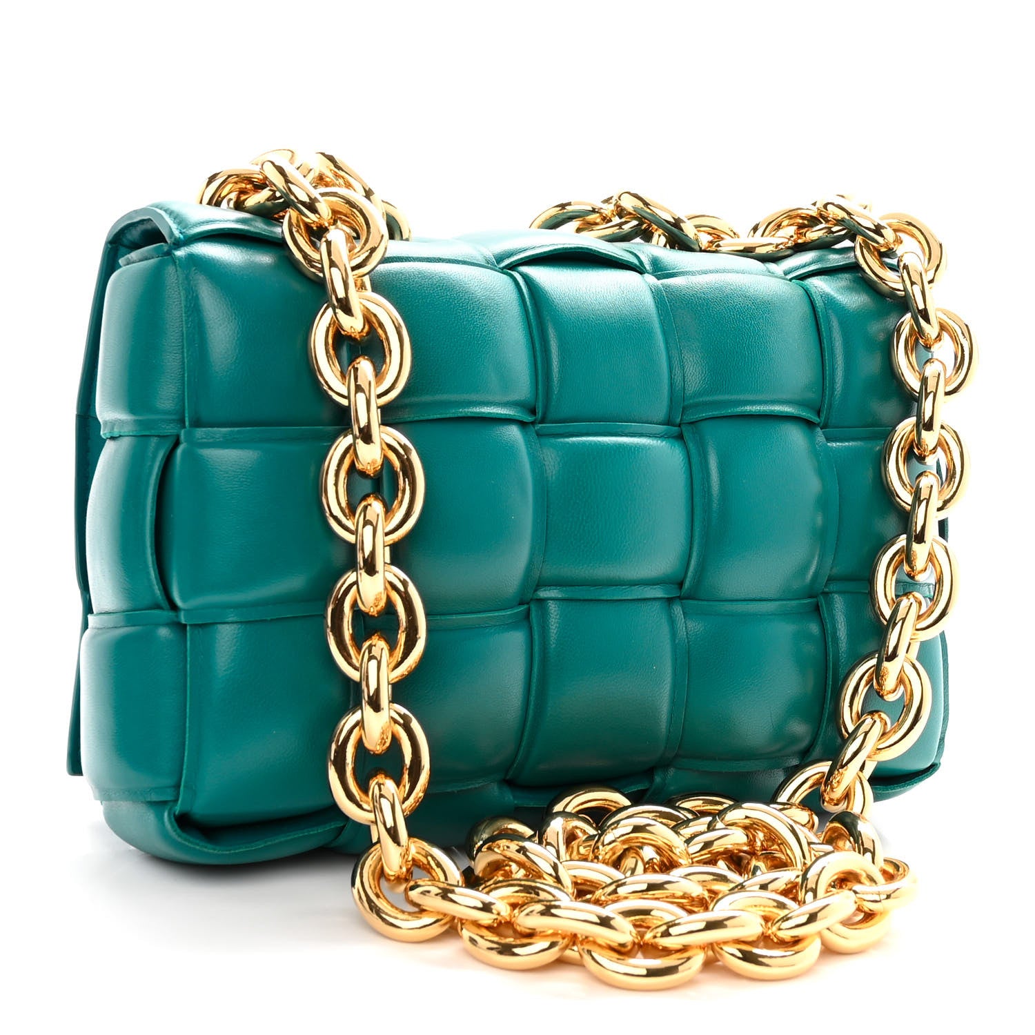 Bottega Veneta Lambskin Maxi Intreccio Padded Chain Cassette Crossbody Bag Mallard 3 of 10