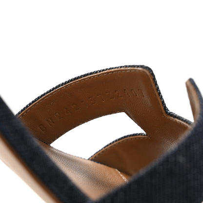 Hermes Denim Calfskin Encens 50 Sandals 37.5 Bleu Brut Naturel 9 of 11