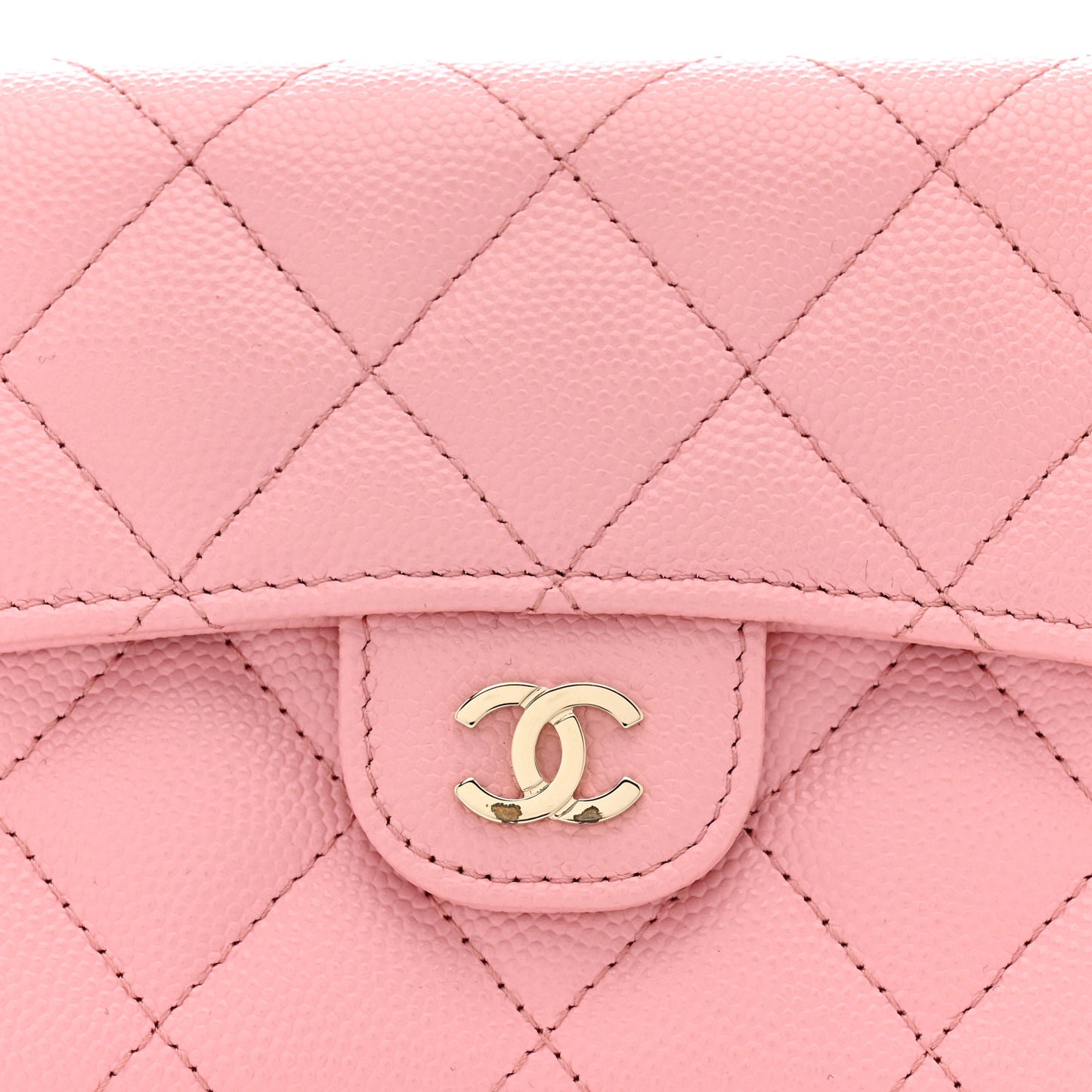 Caviar Quilted Medium Flap Wallet Light Pink