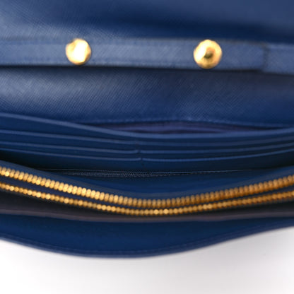 Prada Saffiano Metal Oro Chain Wallet Bleuette 5 of 9