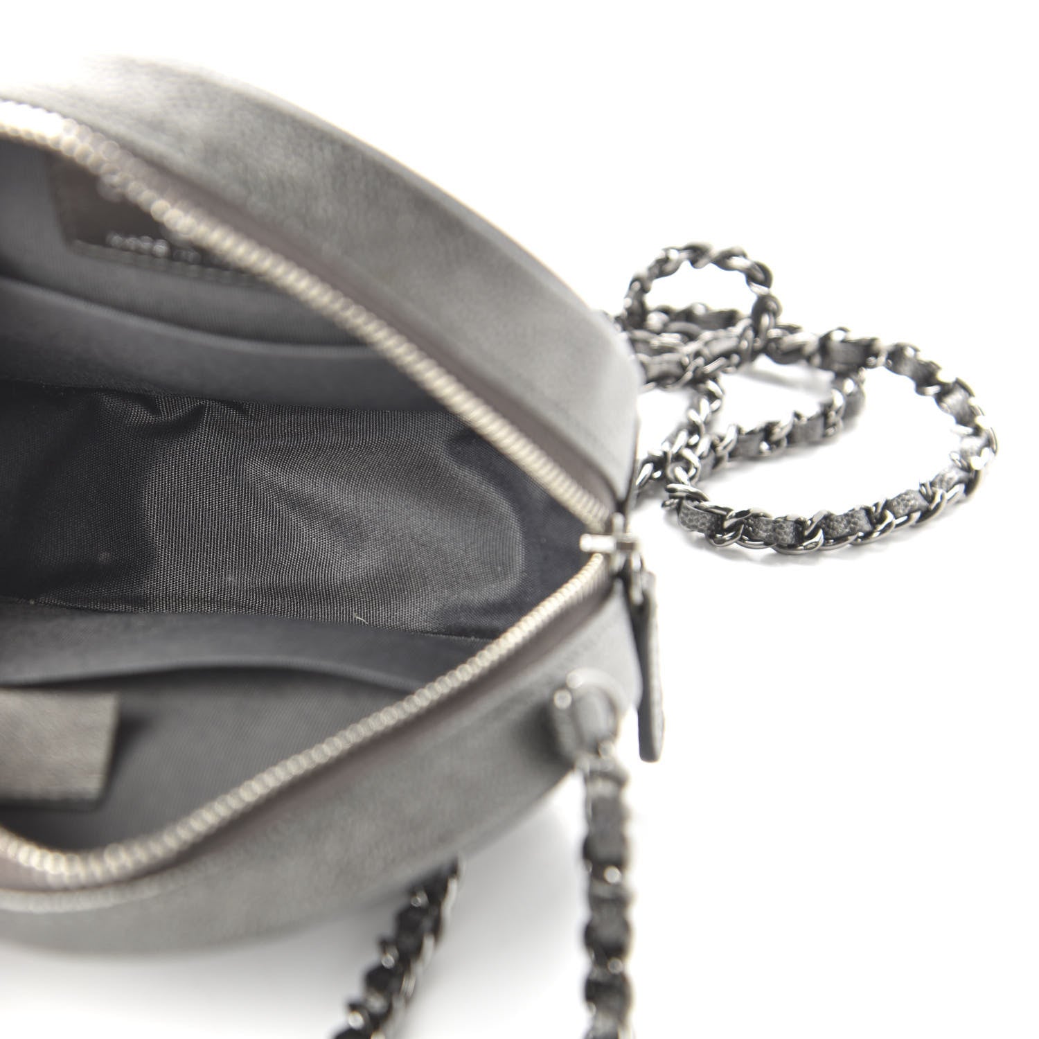Chanel Metallic Caviar Quilted Round Filigree Crossbody Dark Silver 5 of 11