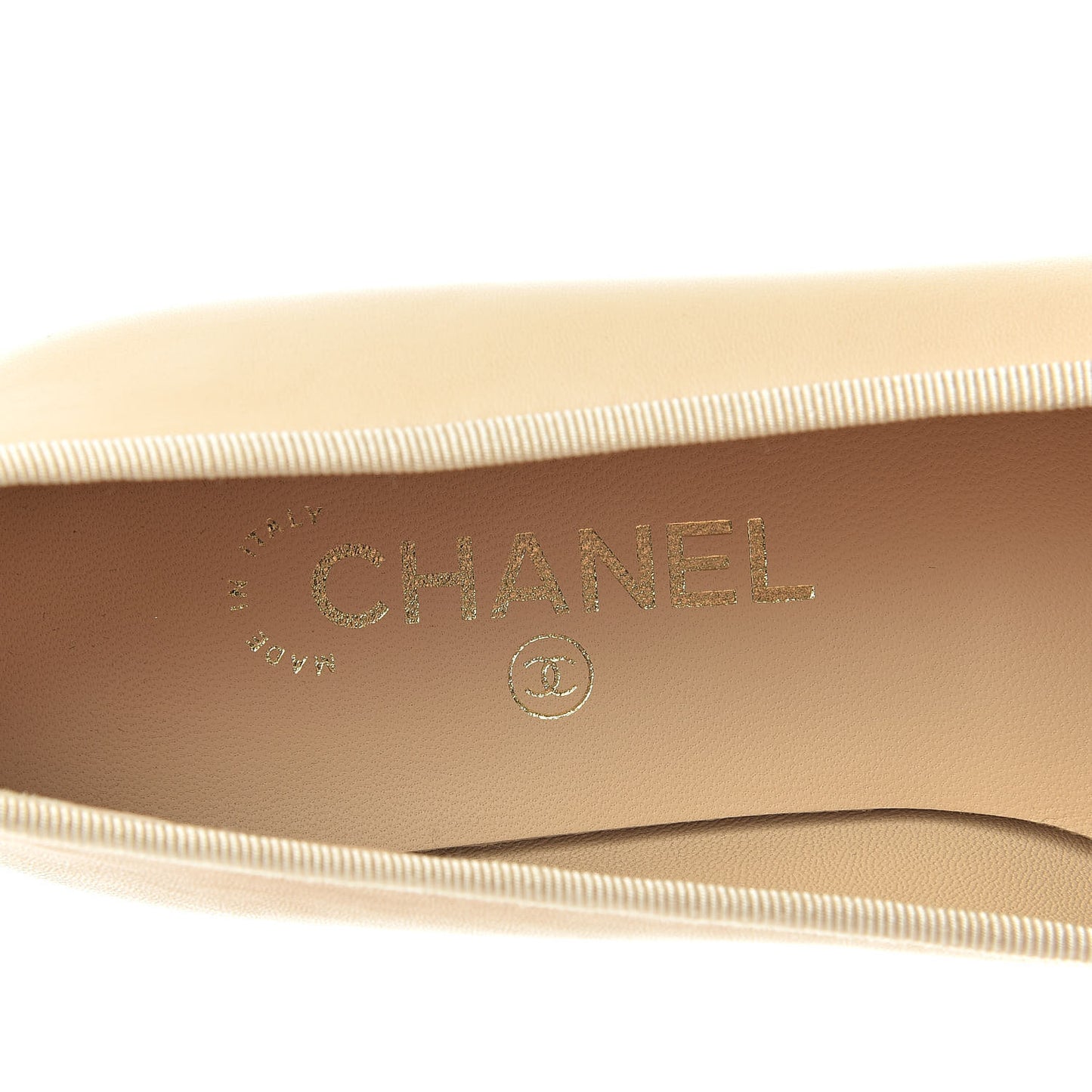 Lambskin Cap Toe Ballerina Flats 41 Beige Black