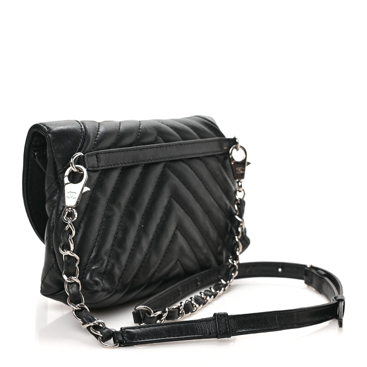 Chanel Calfskin Chevron Waist Belt Bag Black 3 of 9