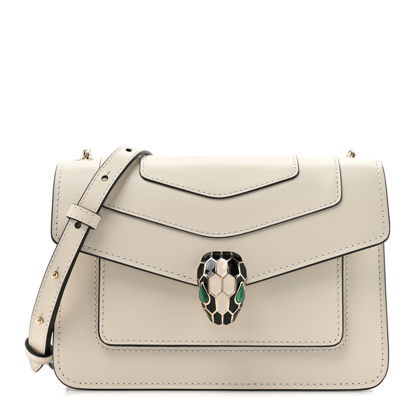 Calfskin Serpenti Forever Small Crossbody Bag White Agate