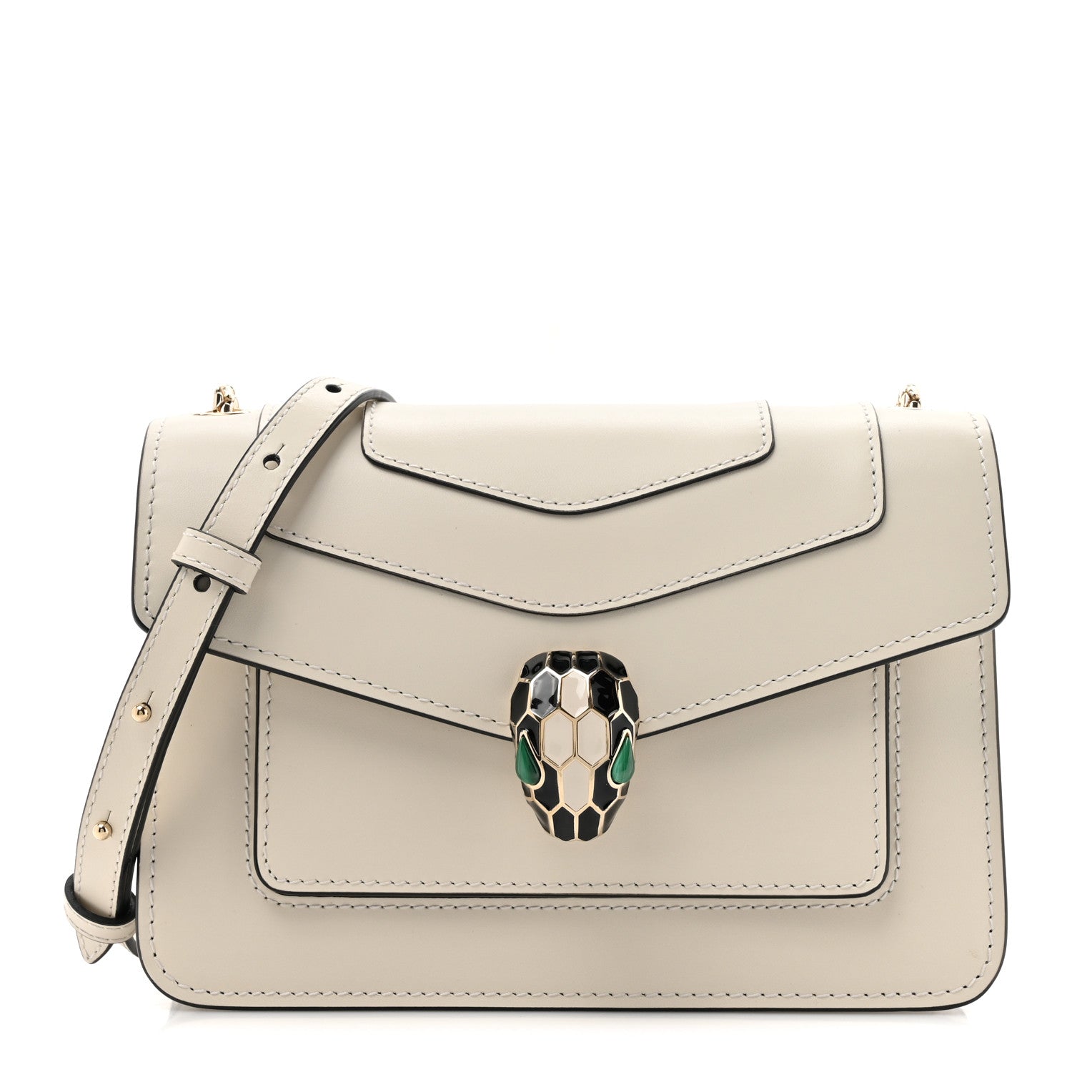 Bulgari Calfskin Serpenti Forever Small Crossbody Bag White Agate 1 of 10