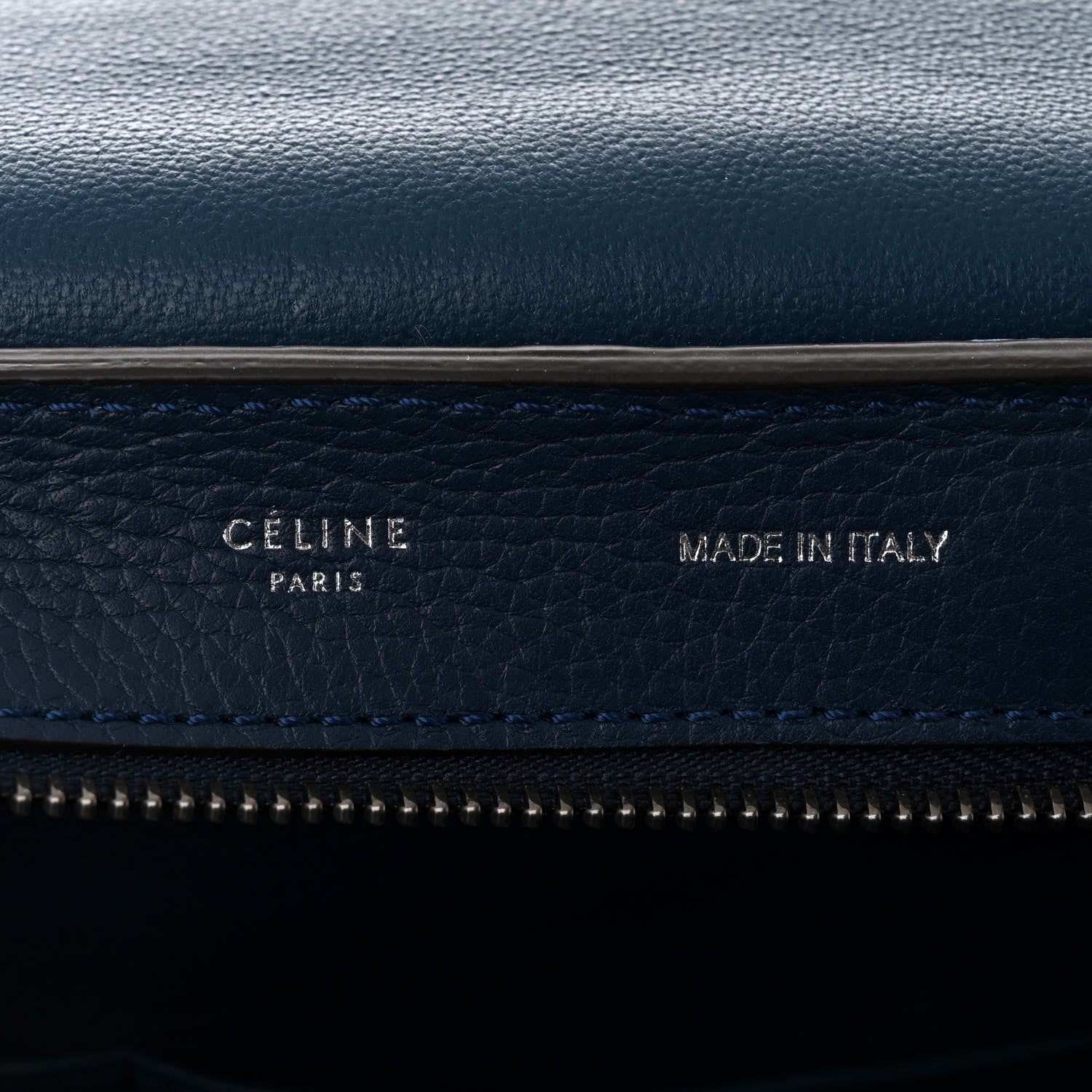Celine Drummed Calfskin Suede Medium Trapeze Navy Blue 6 of 9
