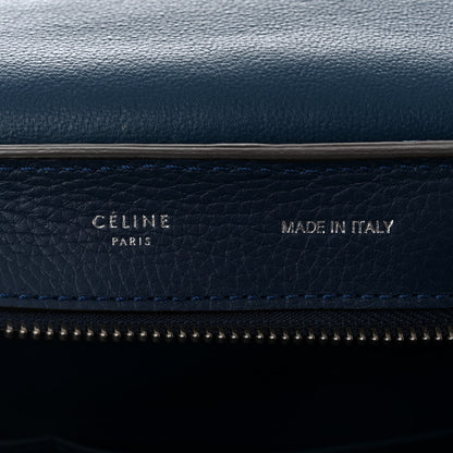 Celine Drummed Calfskin Suede Medium Trapeze Navy Blue 6 of 9