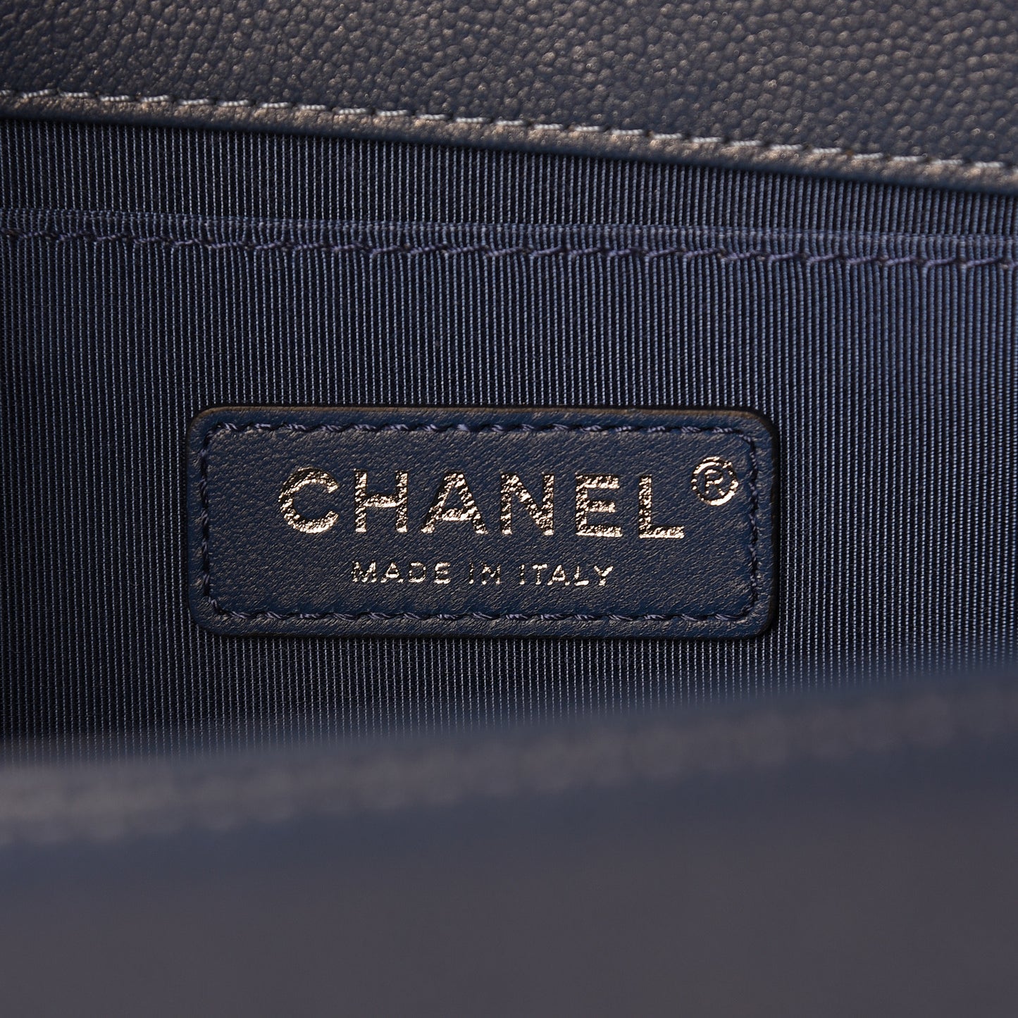 Caviar Quilted Medium Boy Flap Dark Blue