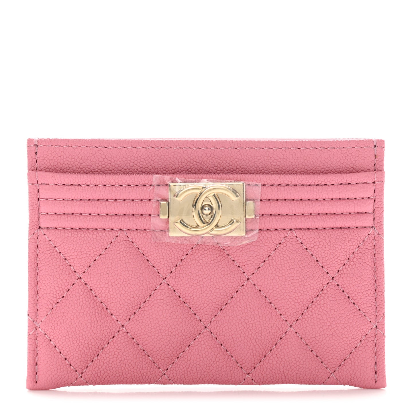Caviar Quilted Boy Card Holder Pink