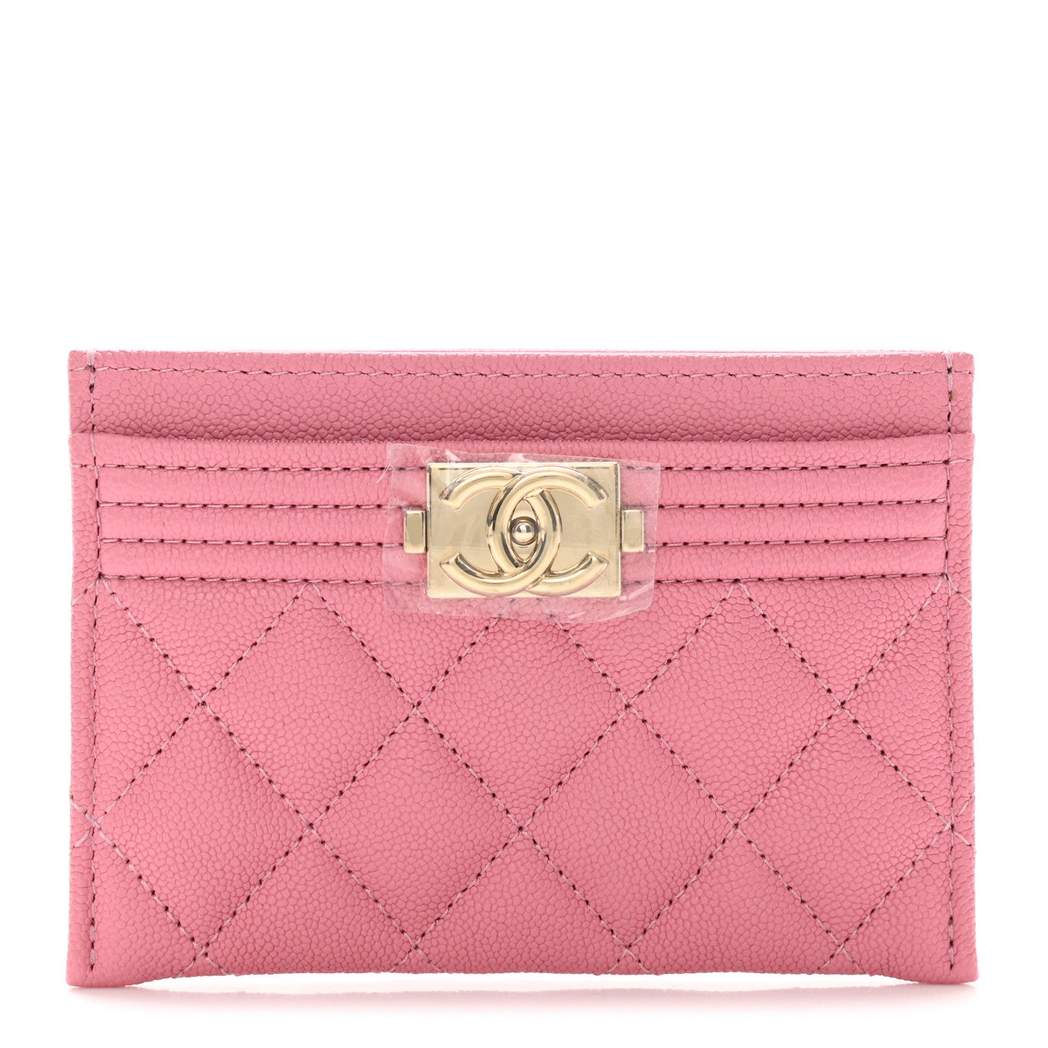 Chanel Caviar Quilted Boy Card Holder Pink 1 of 9