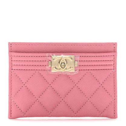 Chanel Caviar Quilted Boy Card Holder Pink 1 of 9